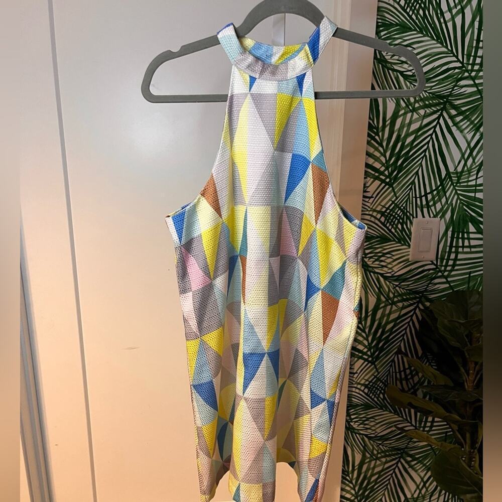 Alexis Geometric Print Halter Mini Dress